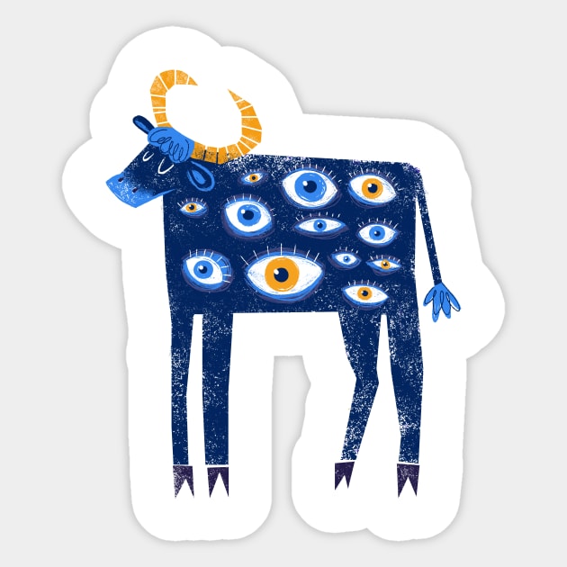 Sacred All-Seeing Ox Sticker by grrrenadine
